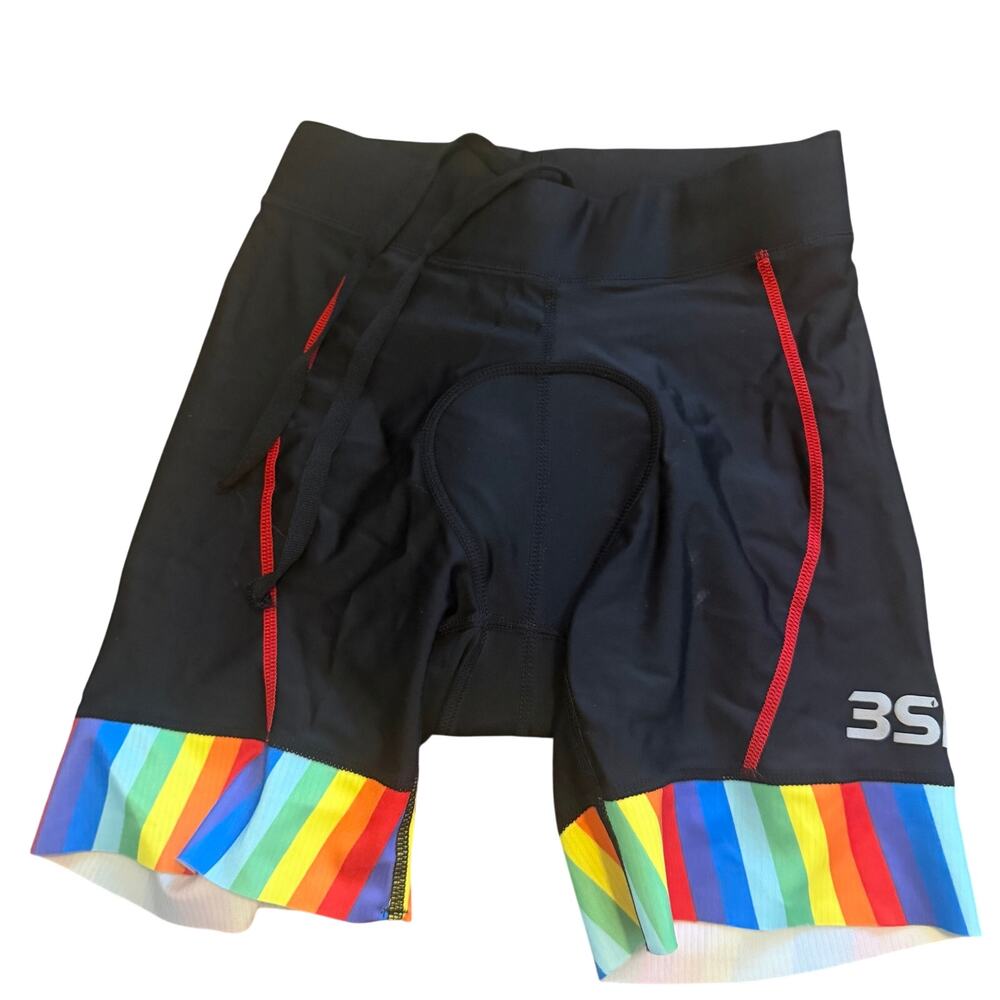 Triathlon shorts fit like sz S/M colorful rainbow performance Ironman cycling